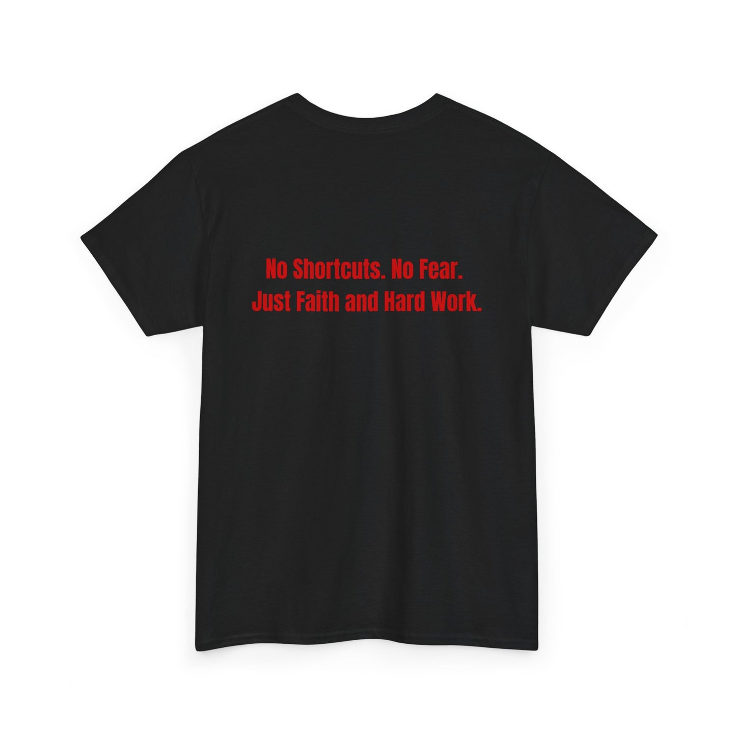 Unisex Heavy Cotton Tee - "GR1NDH4RD FA1THH4RD" Black & Red