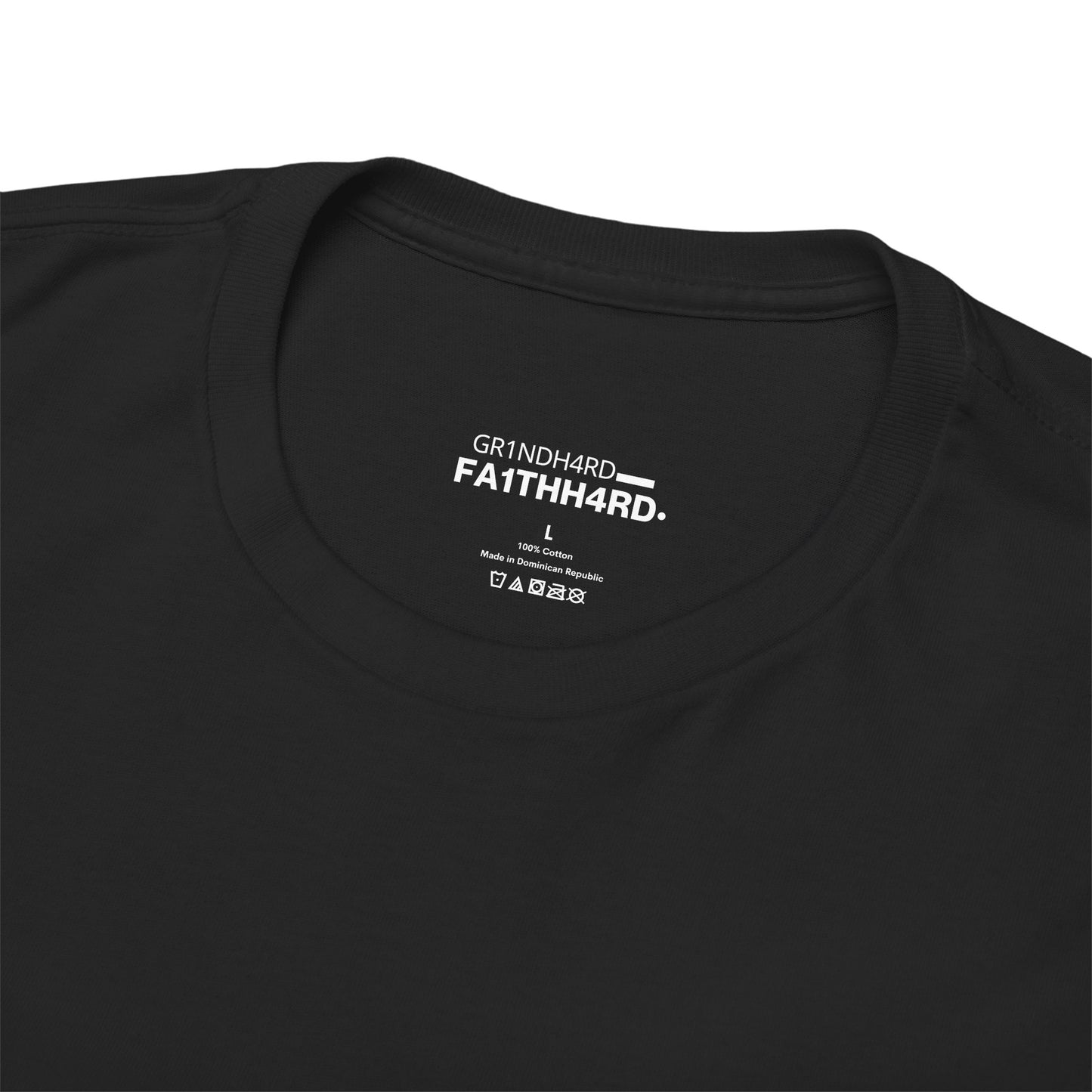 GR1NDH4RD FA1THH4RD- Unisex Heavy Cotton Tee - Black (Red & White)