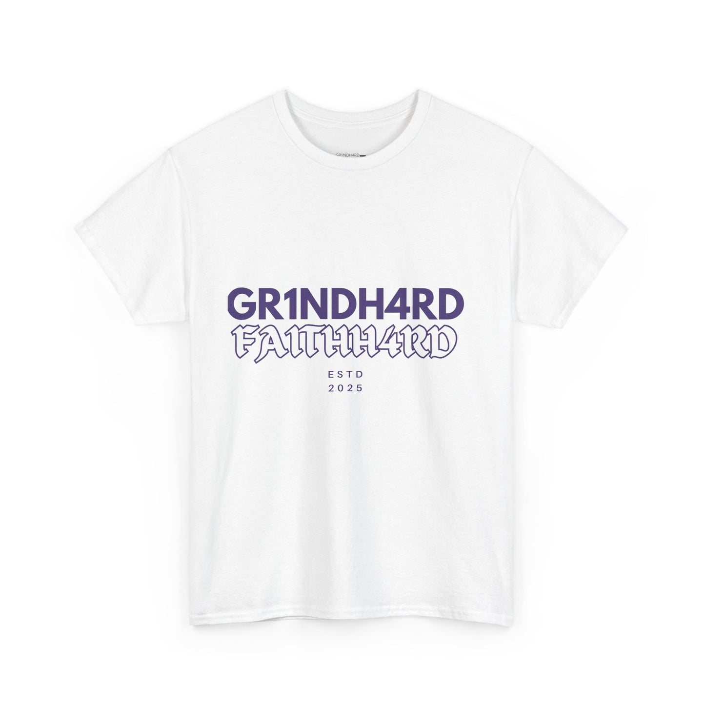 " GR1NDH4RD FA1THH4RD" Unisex Tee - White & Purple
