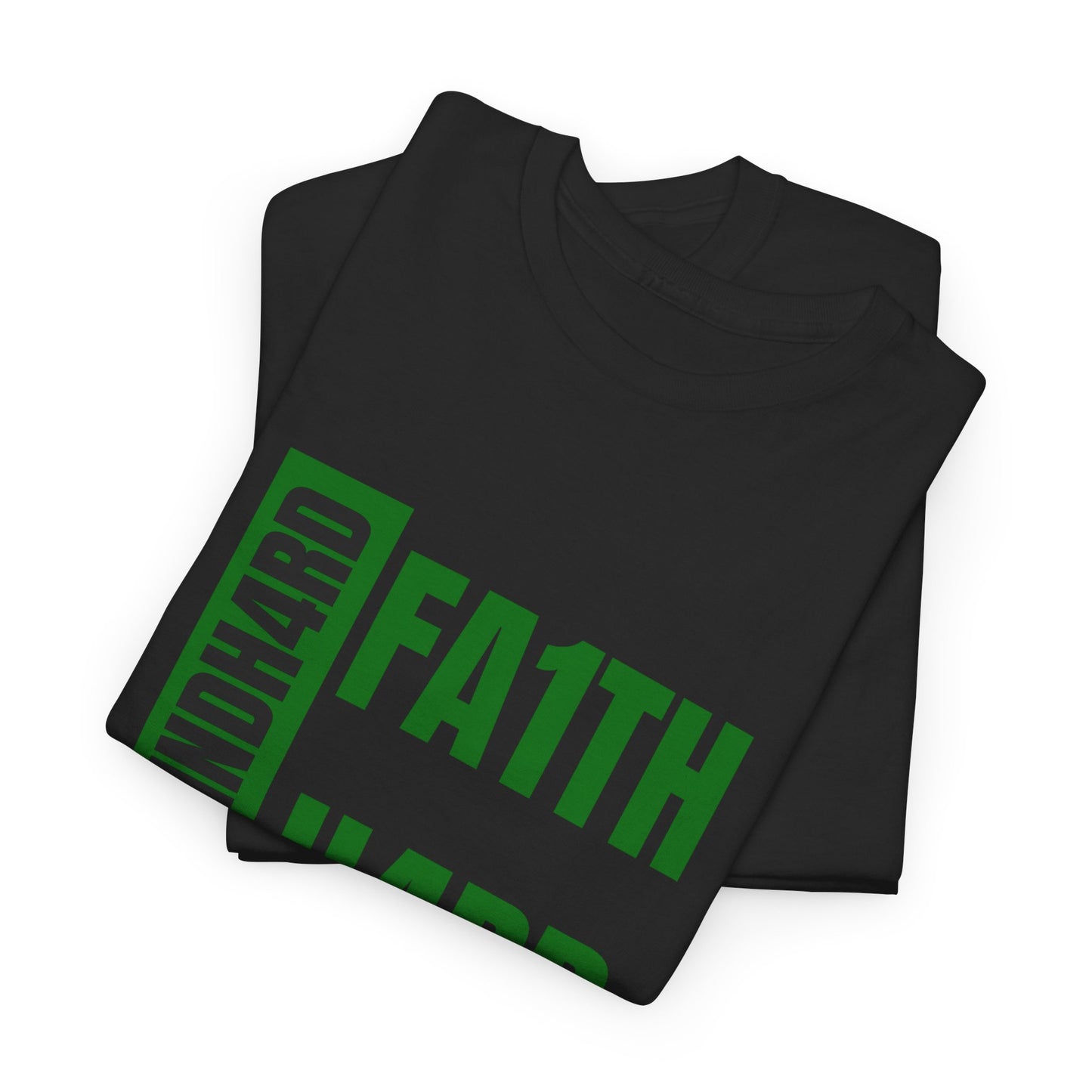 Unisex Heavy Cotton Tee - "GR1NDH4RD FA1THH4RD" Black & Green