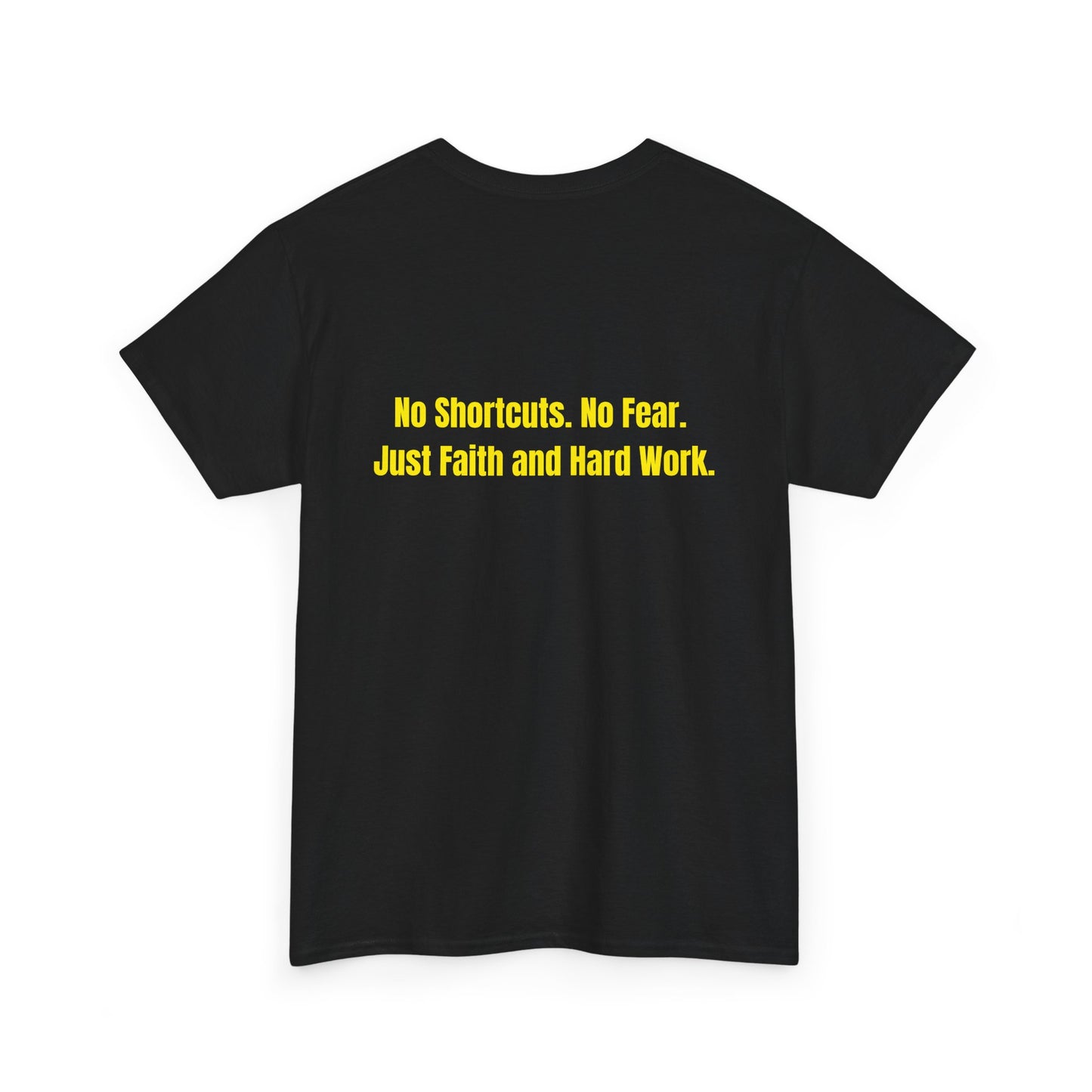 Unisex Heavy Cotton Tee -"GR!NDH4RD FA1THH4RD" Black & Yellow