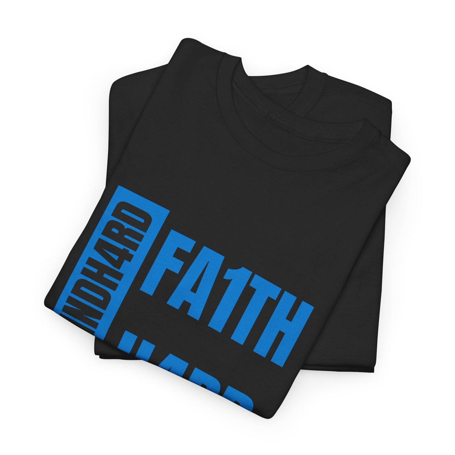 Unisex Heavy Cotton Tee – "GR1NDH4RD FA1THH4RD" Black & Electric Blue