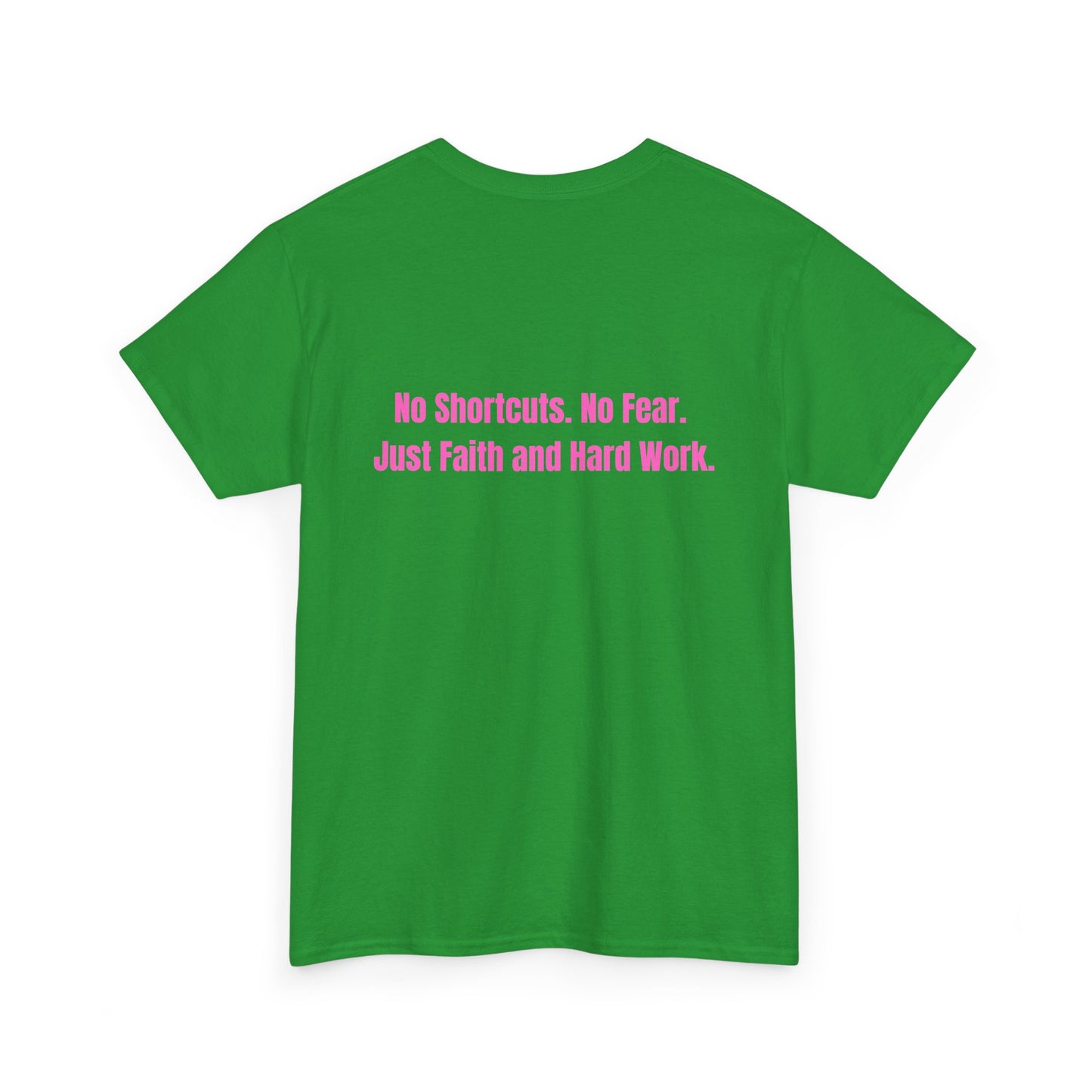 Unisex Heavy Cotton Tee - "GR1NDH4RD FA1THH4RD" Green & Pink