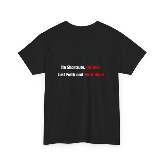GR1NDH4RD FA1THH4RD- Unisex Heavy Cotton Tee - Black (Red & White)