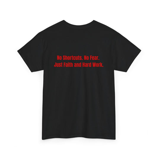 Unisex Heavy Cotton Tee - "GR1NDH4RD FA1THH4RD" Black & Red