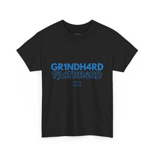 "GR1NDH4RD FA1THH4RD" Unisex Tee - Black & Blue