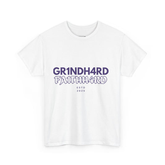 " GR1NDH4RD FA1THH4RD" Unisex Tee -  White & Purple