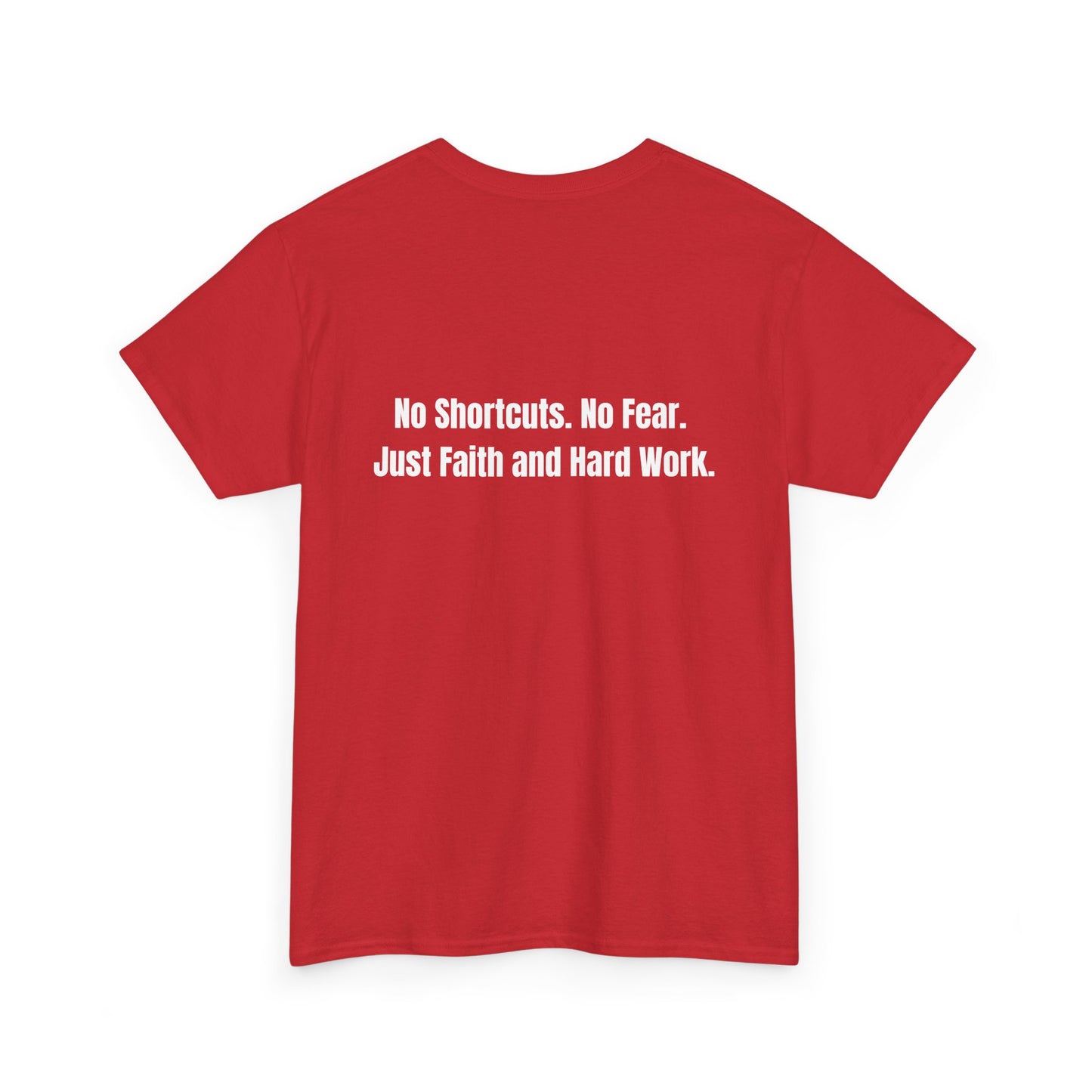 Unisex Heavy Cotton Tee- "GR1NDH4RD FA1THH4RD" Red & White