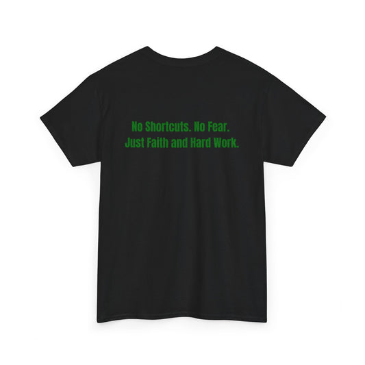 Unisex Heavy Cotton Tee - "GR1NDH4RD FA1THH4RD" Black & Green