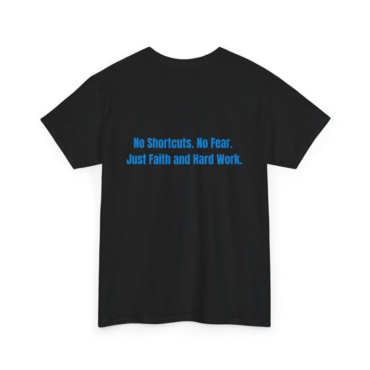 Unisex Heavy Cotton Tee – "GR1NDH4RD FA1THH4RD" Black & Electric Blue