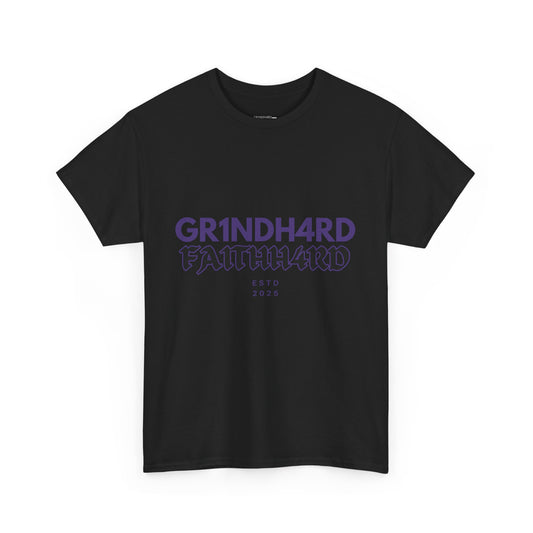 "GR1NDH4RD FA1THH4RD" Unisex Tee - Black & Purple