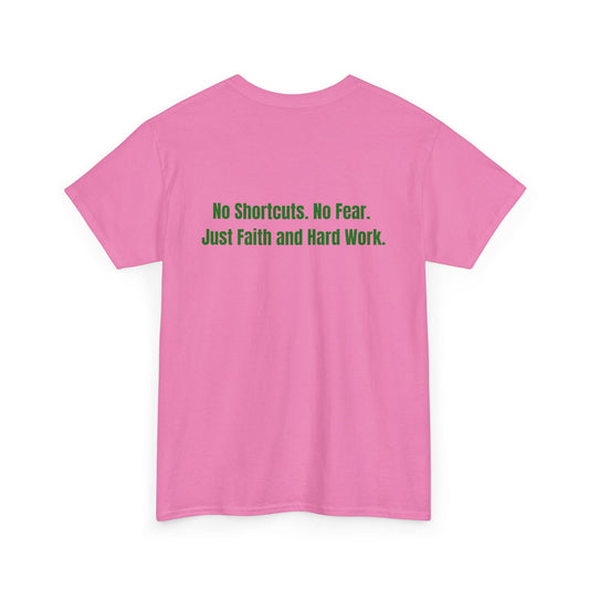 Unisex Heavy Cotton Tee - "GR1NDH4RD FA1THH4RD" Pink & Green